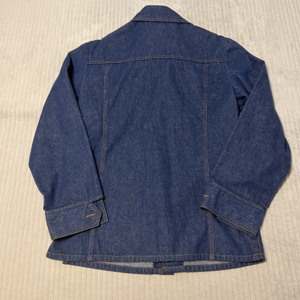 VINTAGE 70s Levis Shirt Jacket Mens Med Blue Denim Orange Tab Workwear Shacket